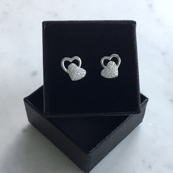 Jewelry - Sterling Silver Cz Heart Earrings